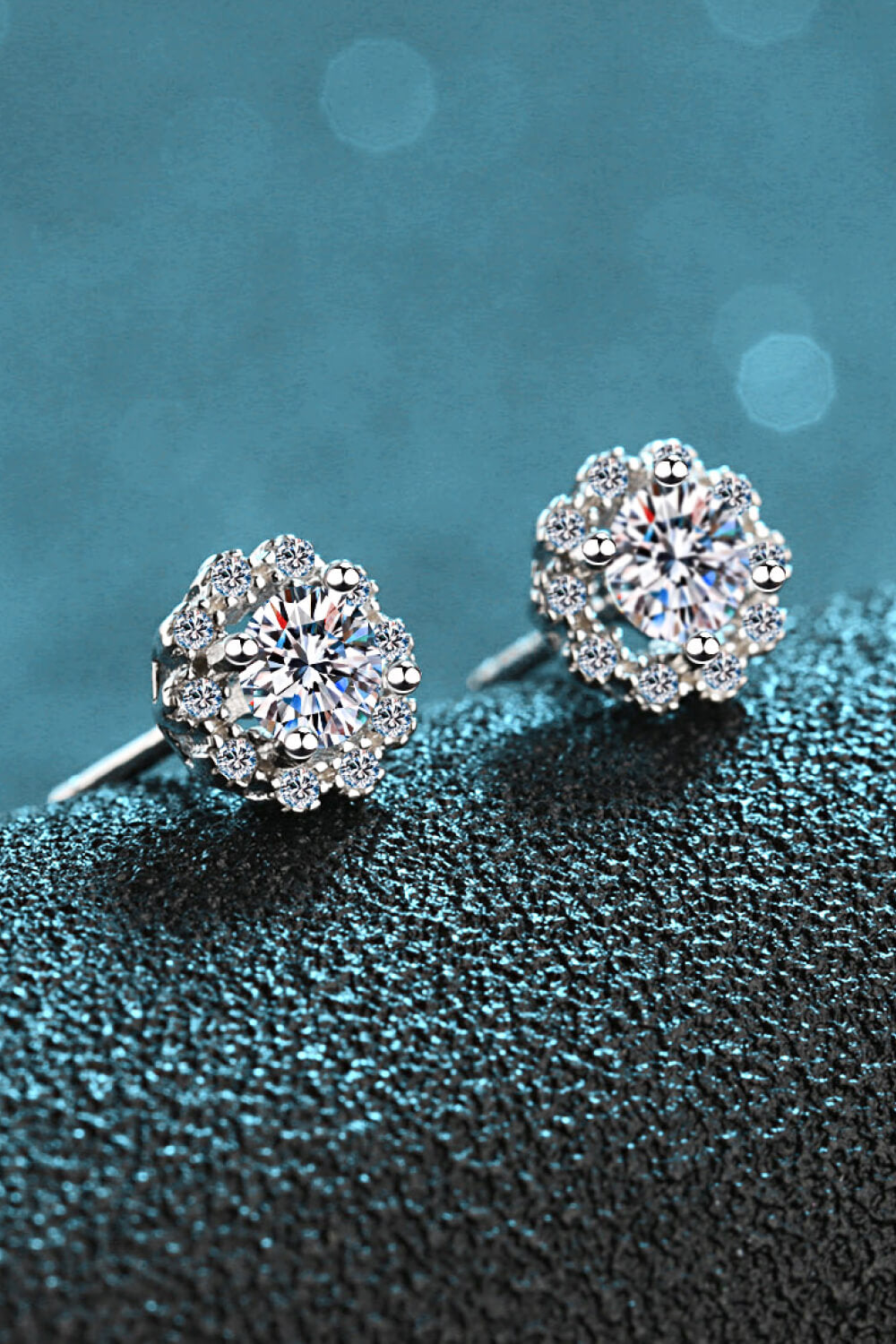 Moissanite Floral-Shaped Stud Earrings - alternate earring view