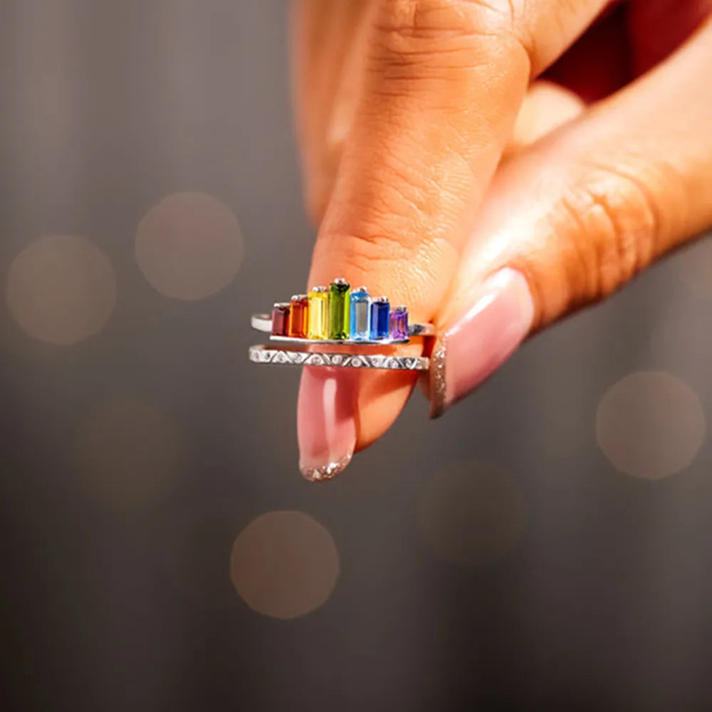 Zircon Sterling Silver Double-Layered Ring in Silver - women's ring