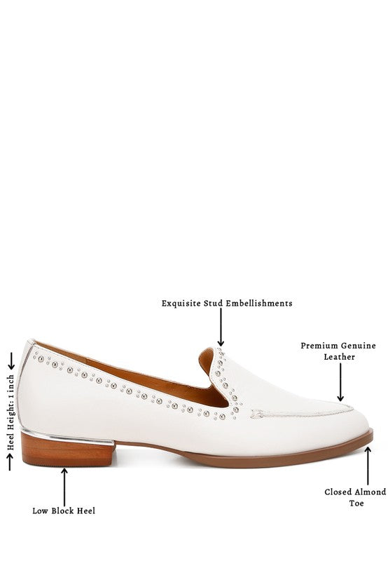 Delicate Stud Leather Loafers