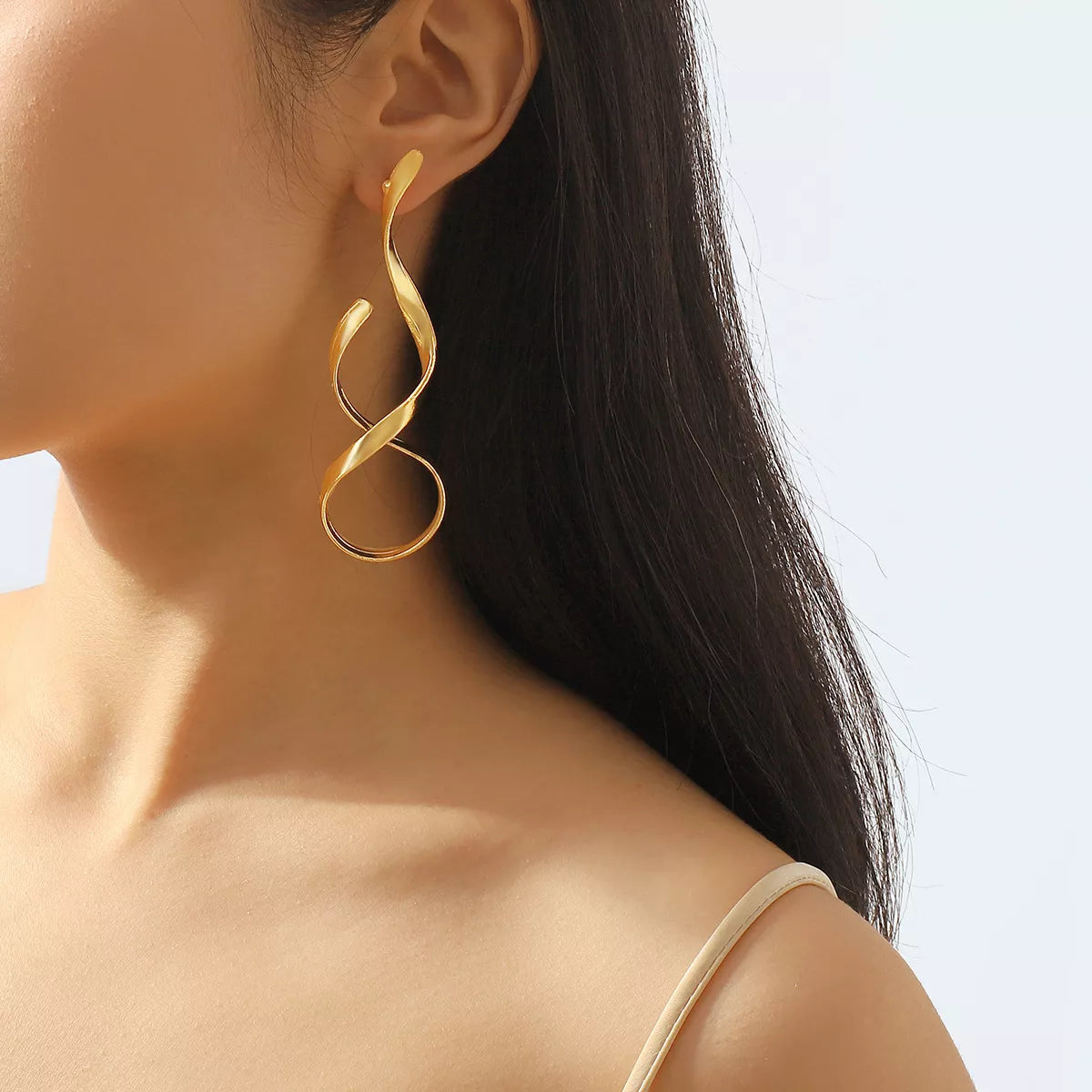 Alloy Spiral Drop Earrings in Gold - women's drop earrings
