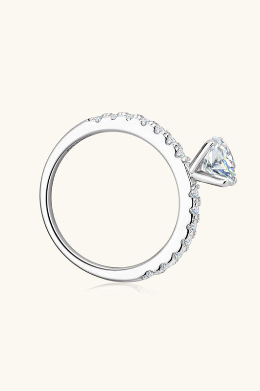 Moissanite Platinum-Plated Side Stone Ring in Silver - women's side-stone ring