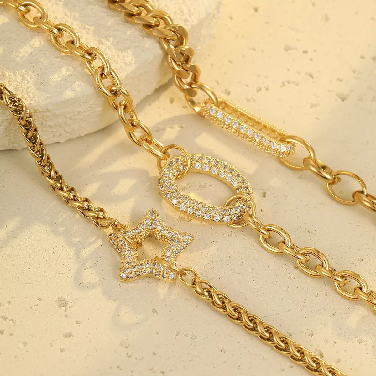18K Gold-Plated Rhinestone Chain Bracelet in Style B - women's chain bracelet