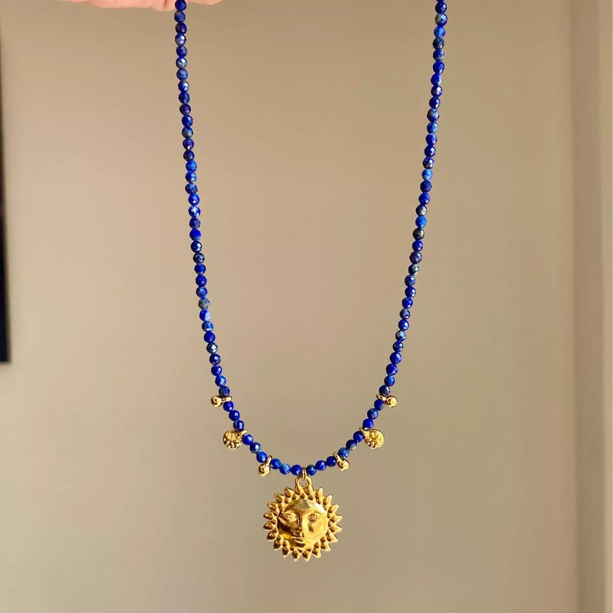 14K Gold-Plated Bead Sun Pendant Necklace - alternate necklace view