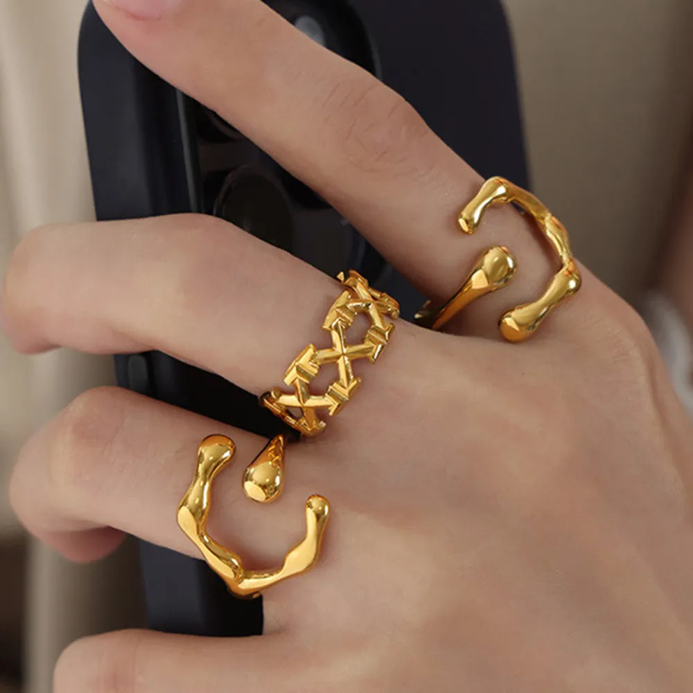 18K Gold-Plated Irregular Open Ring - alternate ring view