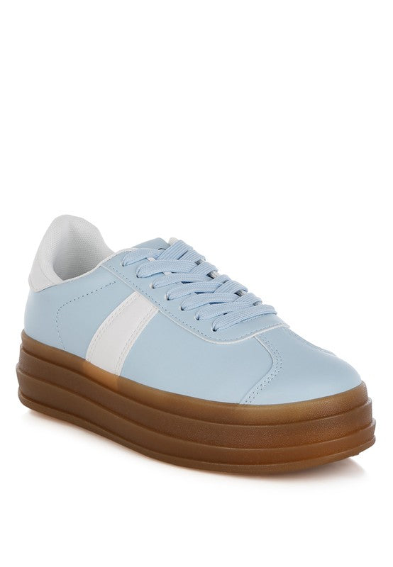 Faux Leather Lace-Up Sneakers
