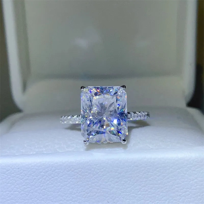 5 Carat Moissanite Zircon Sterling Silver Ring in Silver - women's ring