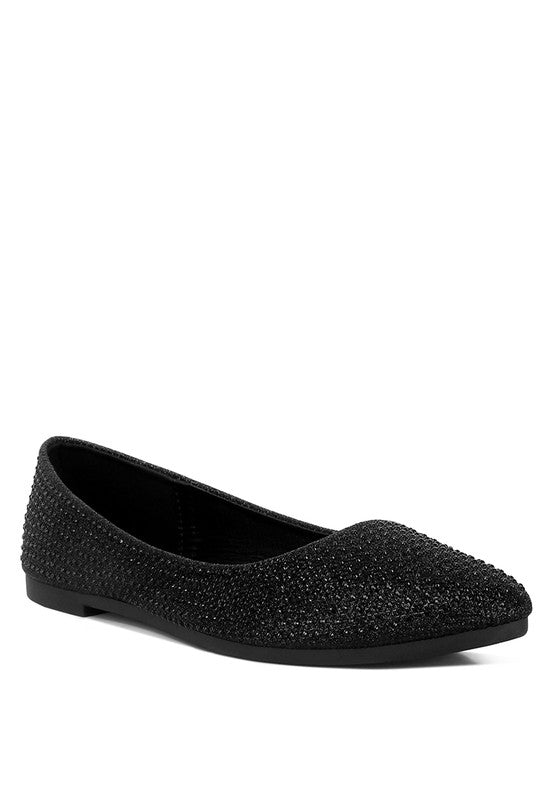 Studded Ballerina Flats crafted with shimmer textile outer material and TPR outer sole for durability and comfort. Featuring a closed rounded toe and embellished detail for added elegance. Enjoy the lightly cushioned insoles for all-day comfort. Perfect for everyday wear. Free shipping on all orders. Shop now!