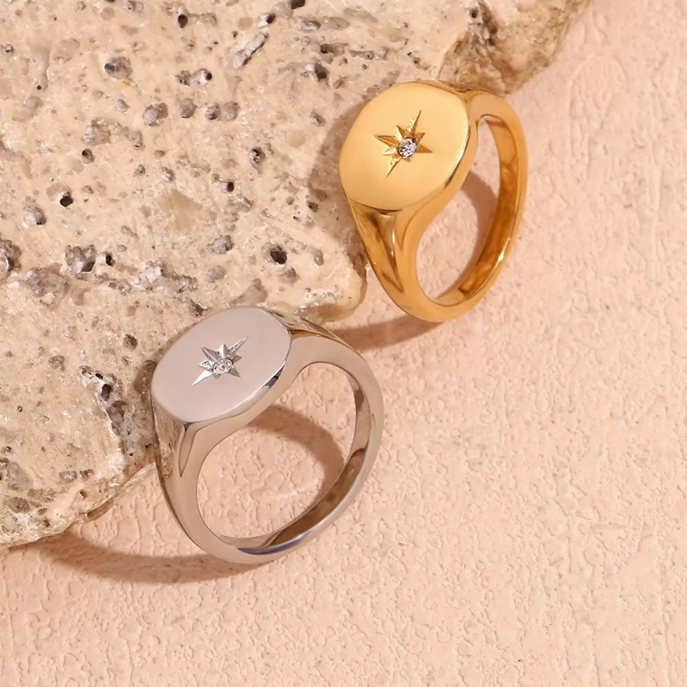 Minimalist North Star Signet Ring - alternate ring view
