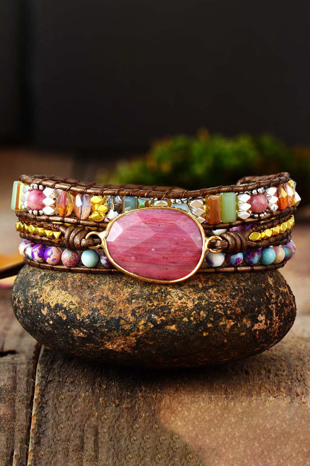 Handmade Crystal Beaded Natural Stone Bracelet in Style A - women's beaded bracelet