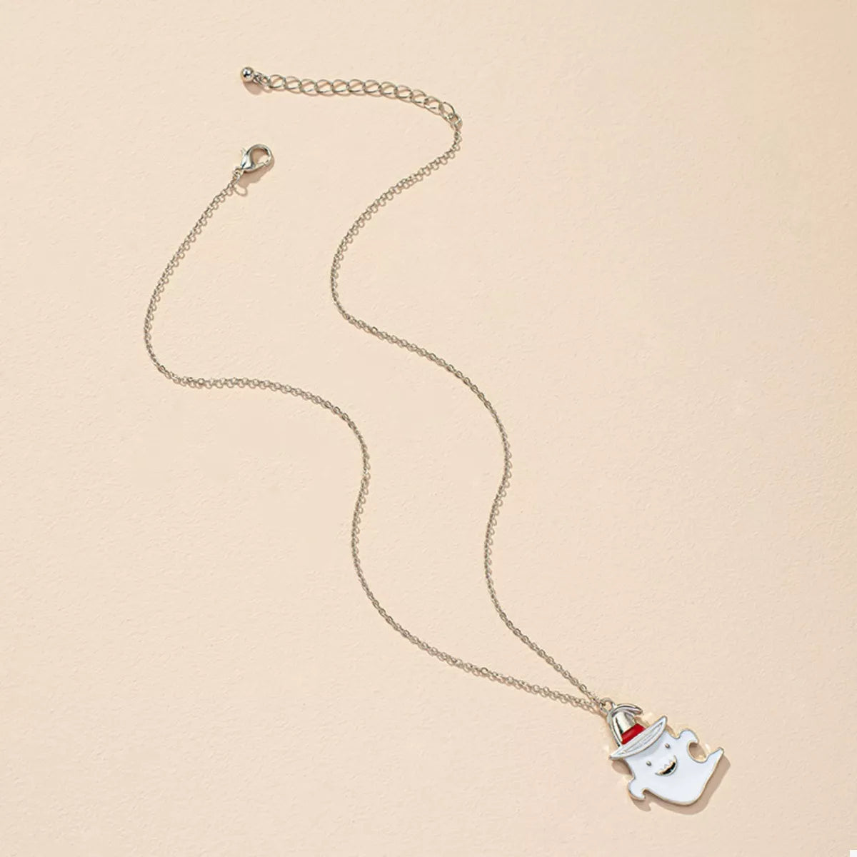 Halloween Cute Ghost Pendant Necklace - alternate necklace view