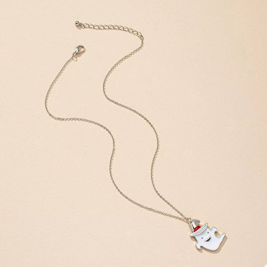 Halloween Cute Ghost Pendant Necklace - alternate necklace view