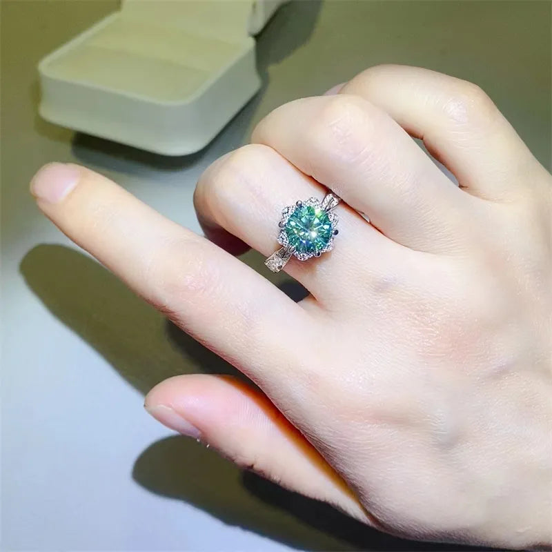 2 Carat Moissanite Sterling Silver Ring in Silver - women's ring
