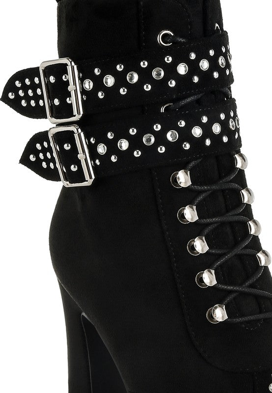 Harness Detail Lace Up Boots