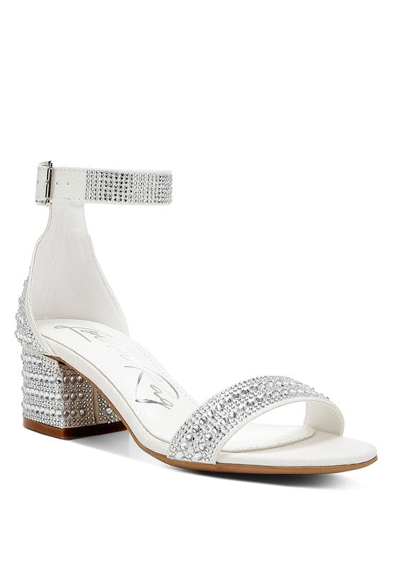 Rhinestones Low Block Sandals