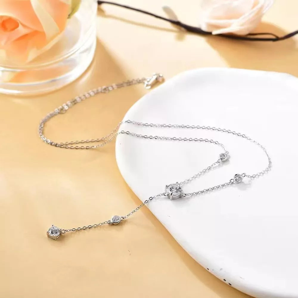 1.5 Carat Moissanite Sterling Silver Necklace in Silver - women's necklace