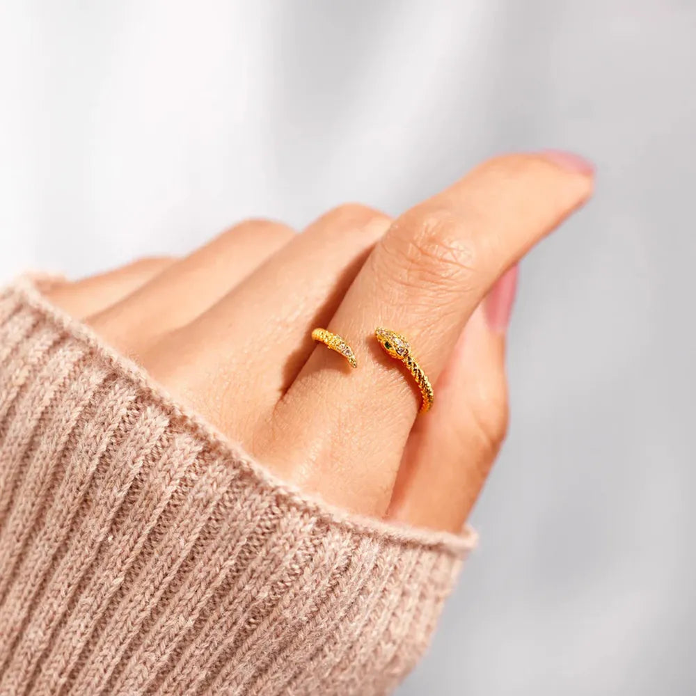 Snake Shape 18K Gold-Plated Bypass Ring - alternate ring view