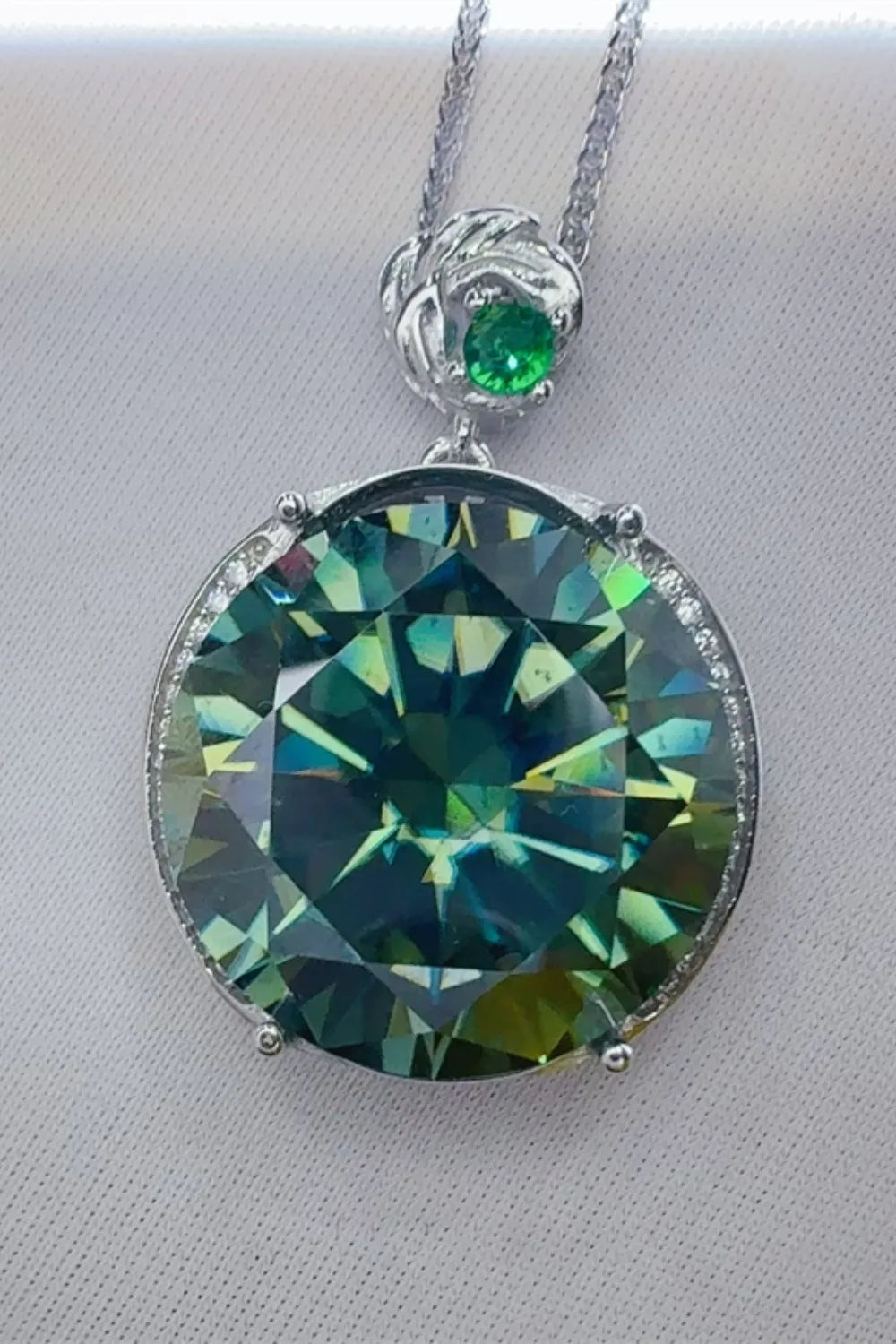 20 Carat Moissanite Sterling Silver Pendant Necklace - alternate necklace view