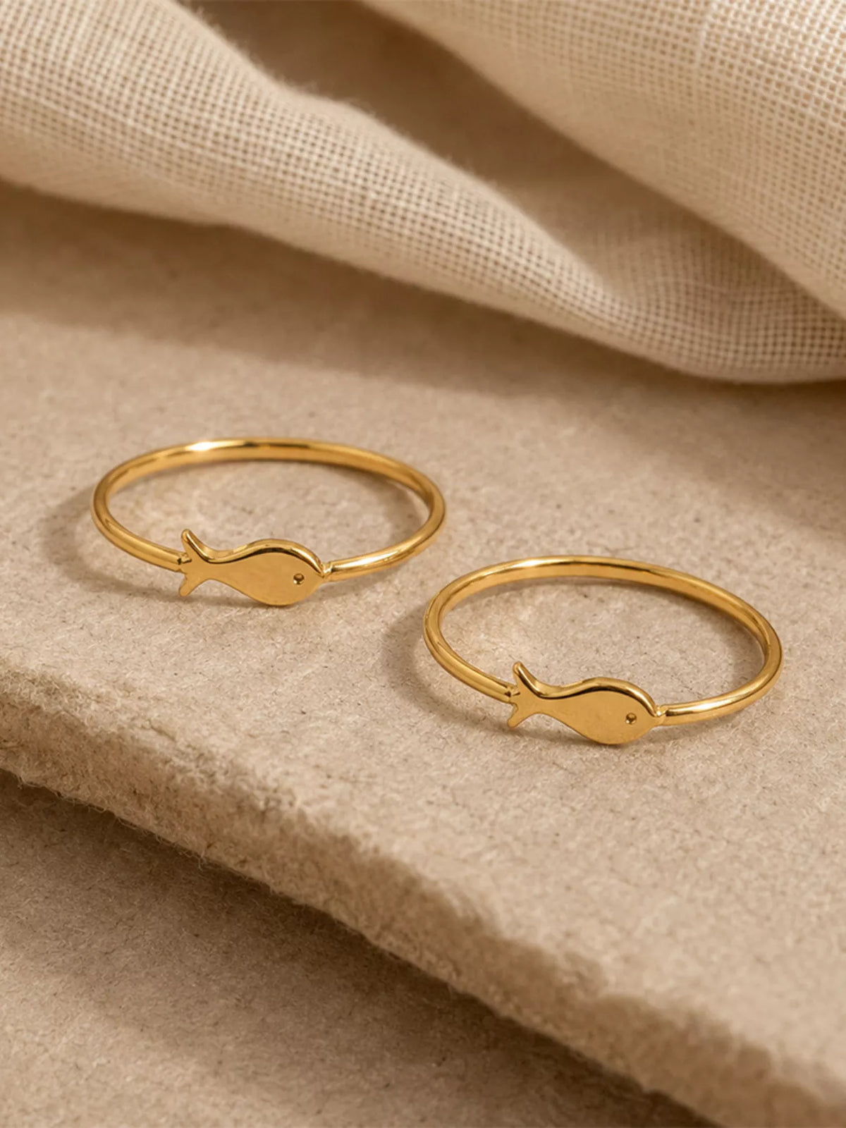 18K Gold-Plated Stainless Steel Fish Ring - alternate ring view