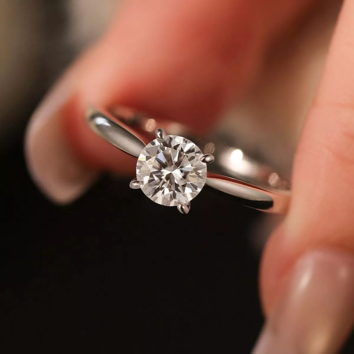 1 Carat Sterling Silver Moissanite Ring - alternate ring view