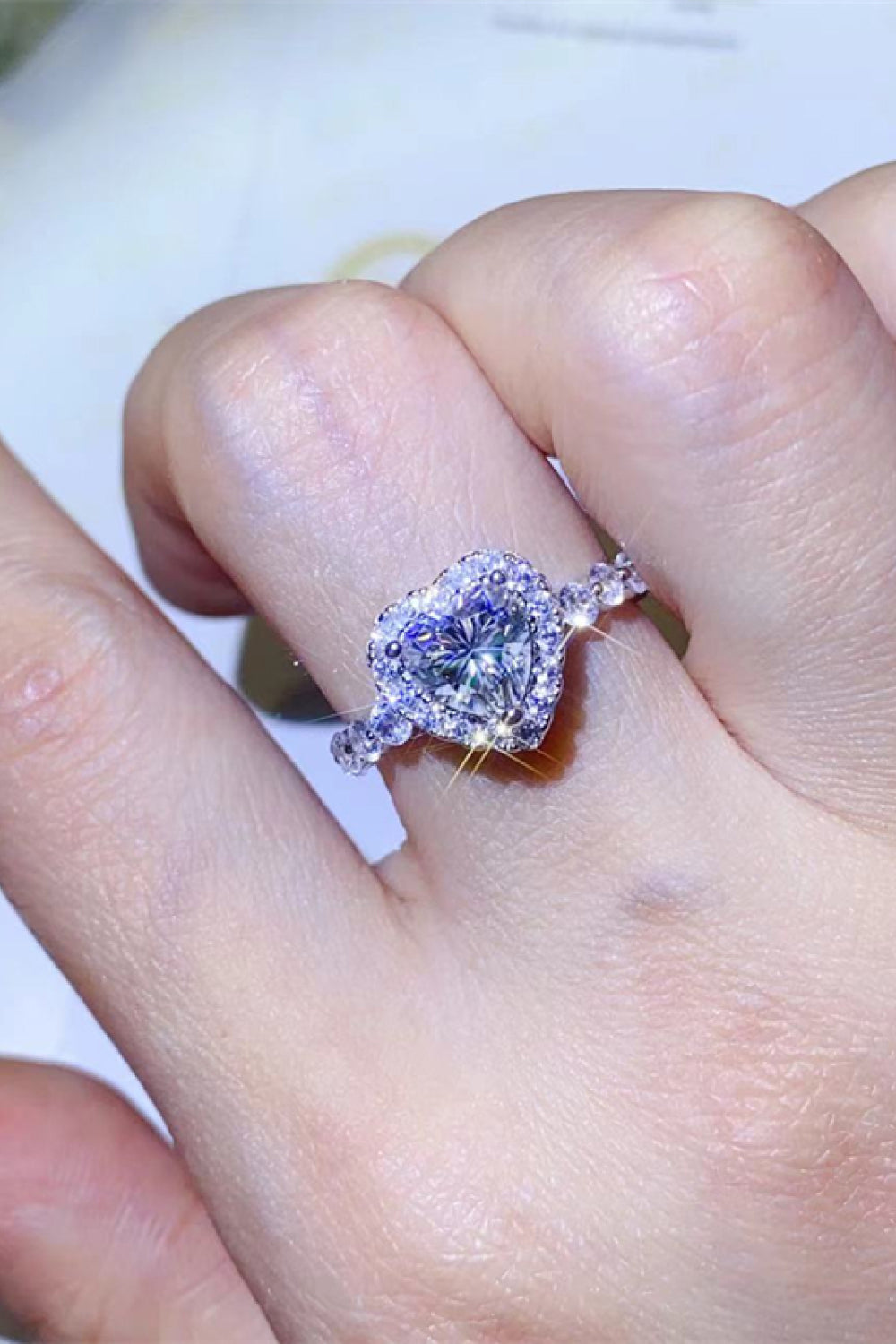 1 Carat Moissanite Heart Ring in White - women's ring