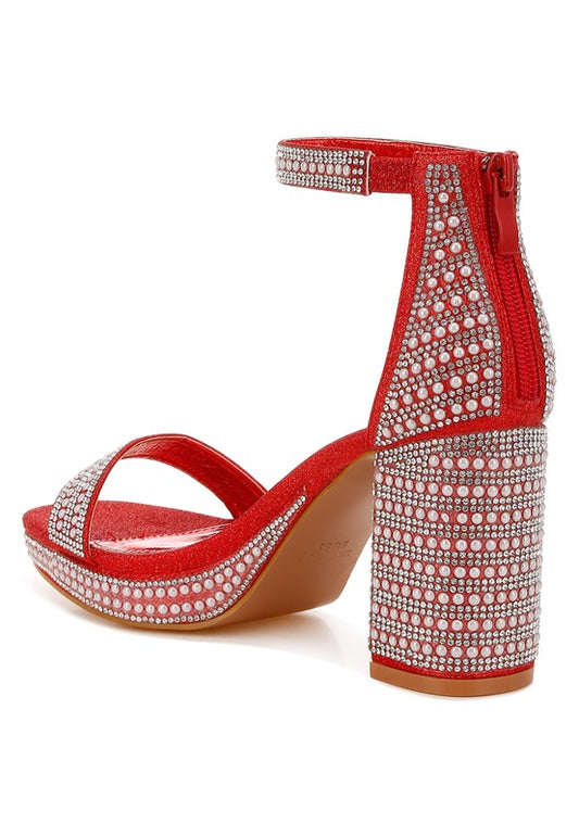 Pearl Embellished Sandals A