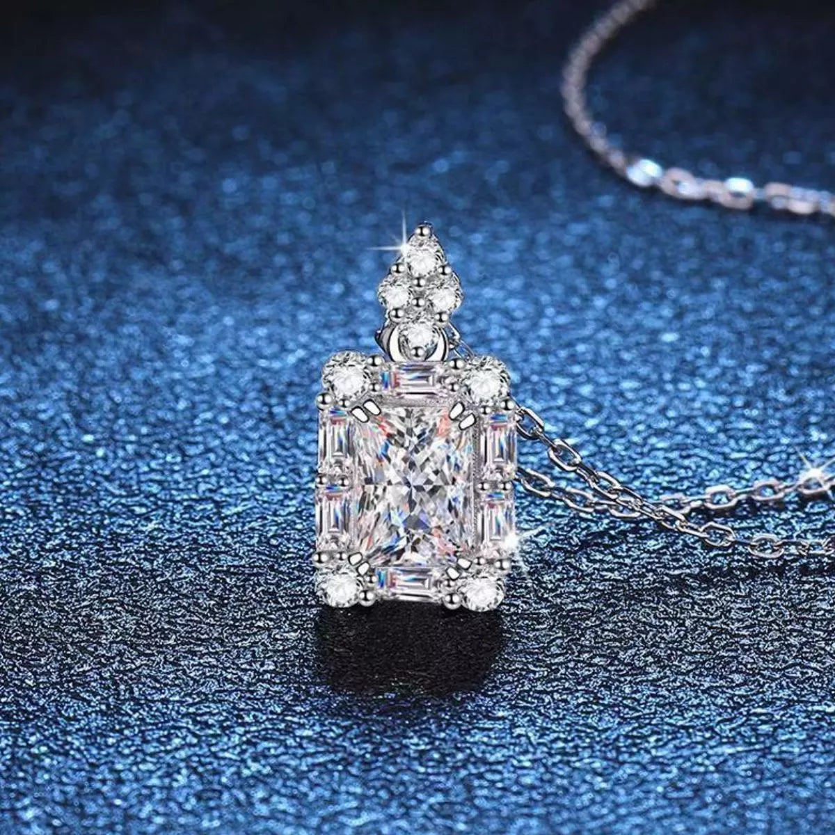 1 Carat Sterling Silver Moissanite Pendant Necklace in Silver - women's pendant necklace