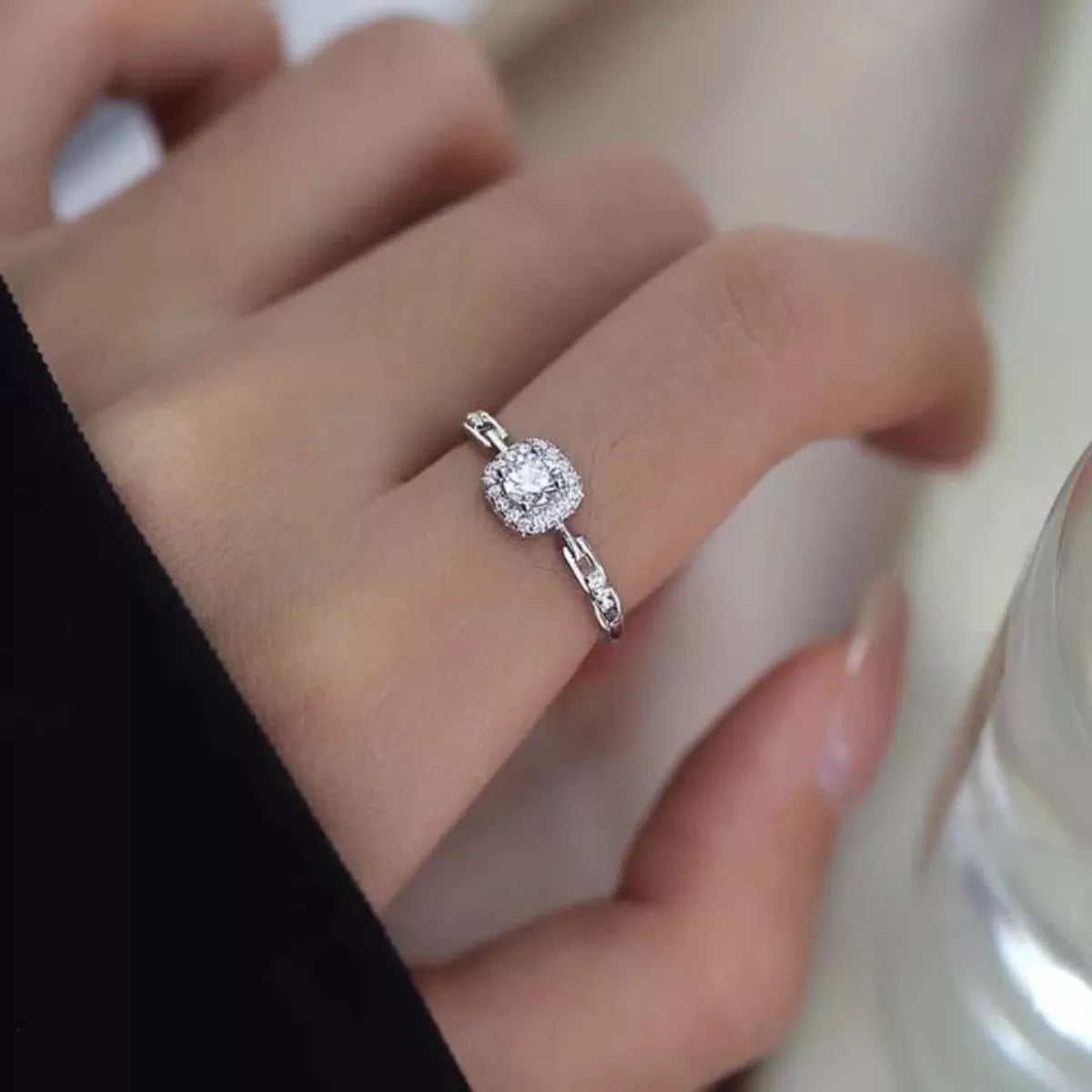 Sterling Silver Zircon Ring in Silver - women's ring