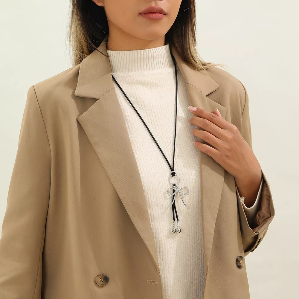 Elegant Bow Pendant Necklace - alternate necklace view