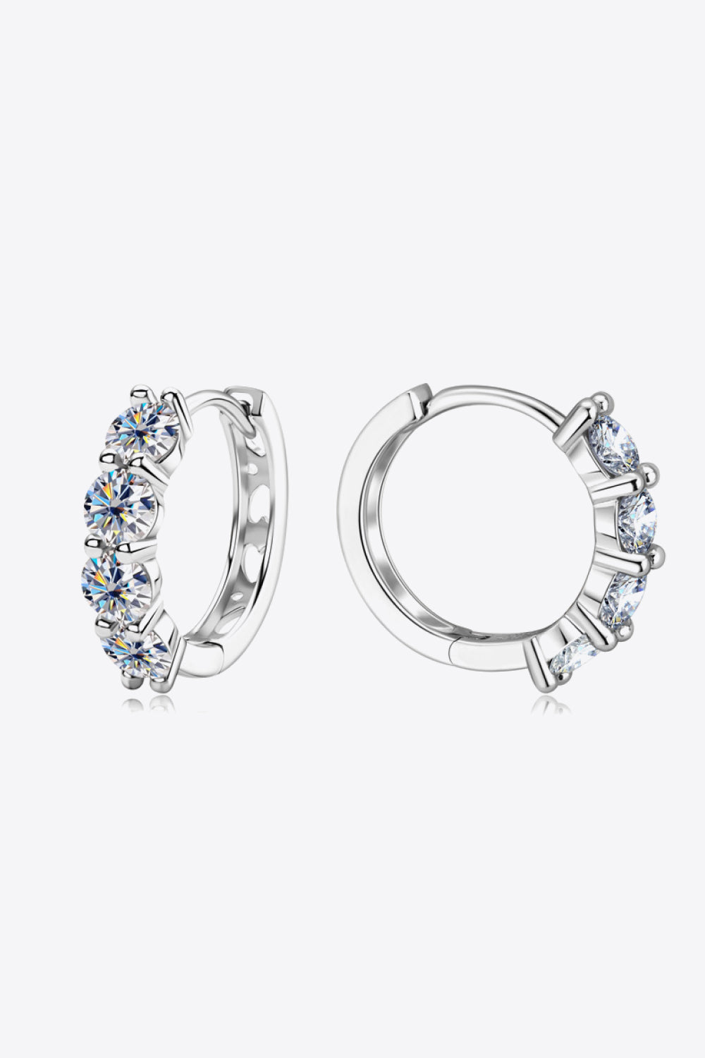 2.4 Carat Moissanite Huggie Earrings - alternate earring view