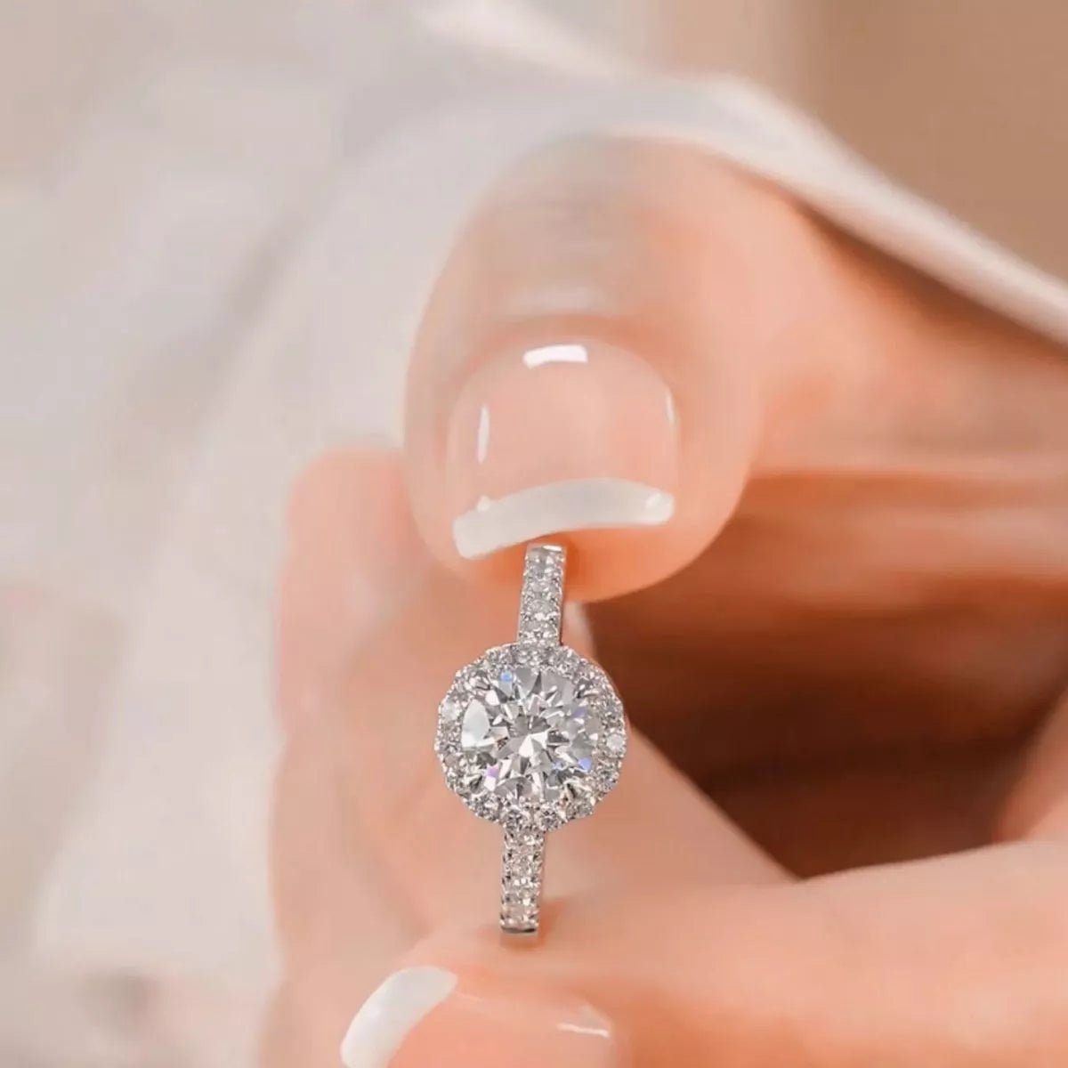 2 Carat Moissanite Sterling Silver Ring - alternate ring view