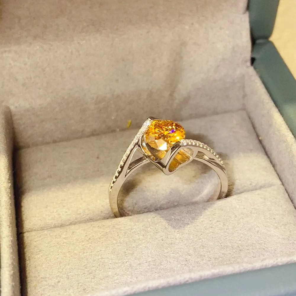 1 Carat Moissanite Sterling Silver Ring in Silver - women's ring