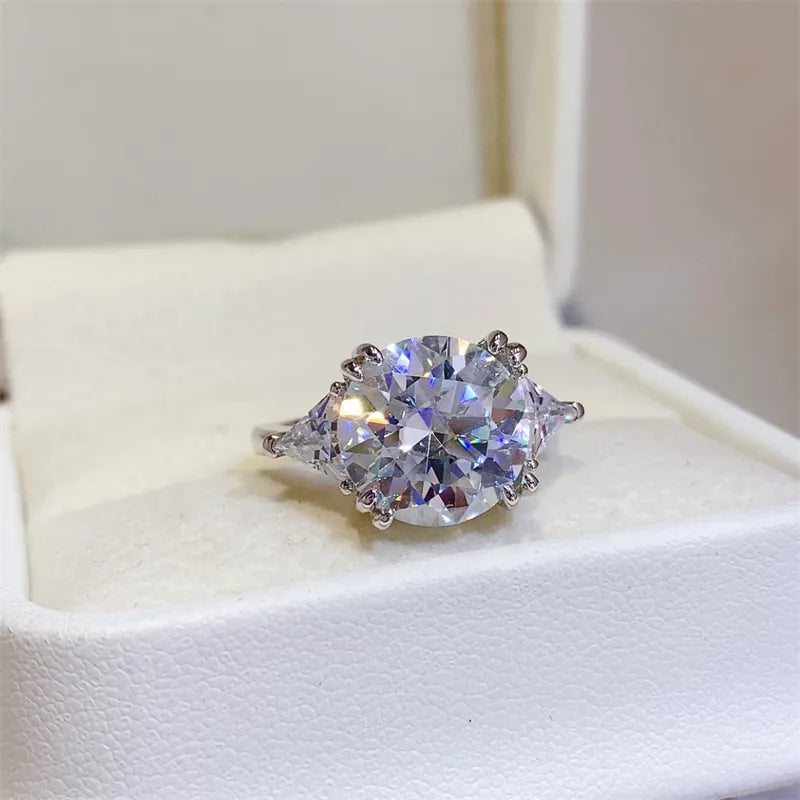 5 Carat Moissanite Sterling Silver Ring in Silver - women's ring