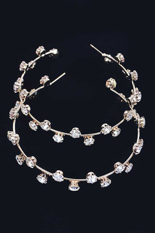 Rhinestone C-Hoop Earrings