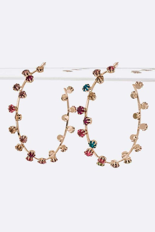 Rhinestone C-Hoop Earrings