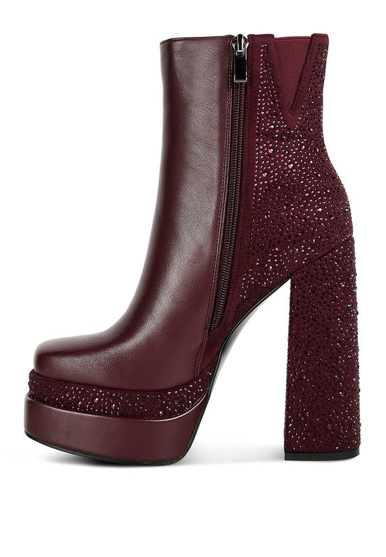 Diamante Block Boots