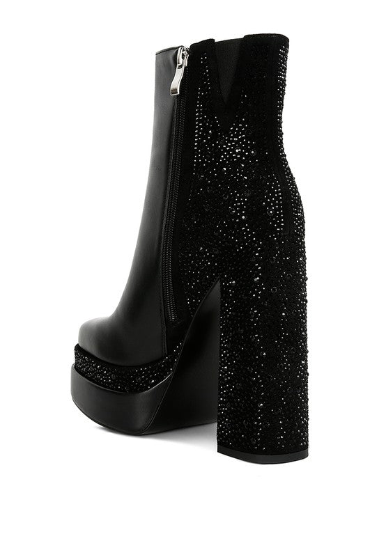 Diamante Block Boots