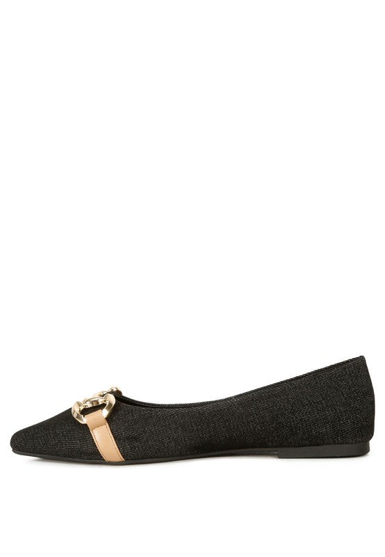 Denim Horsebit Ballet Flats