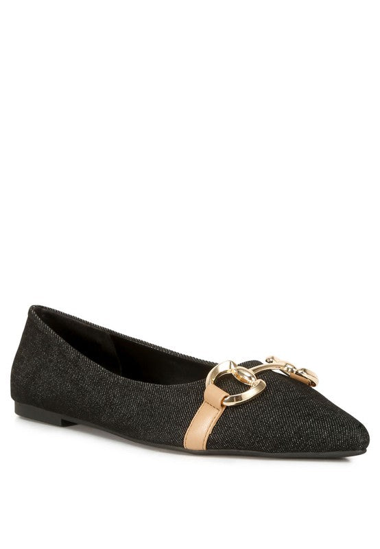 Denim Horsebit Ballet Flats