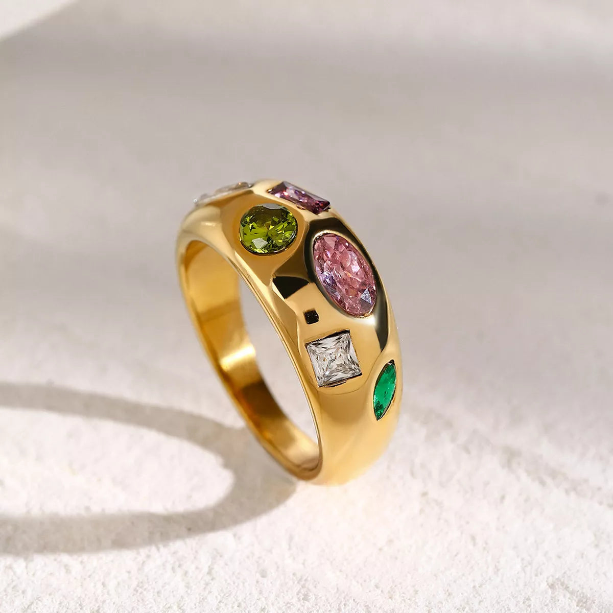 18K Gold-Plated Colorful Zircon Ring - alternate ring view