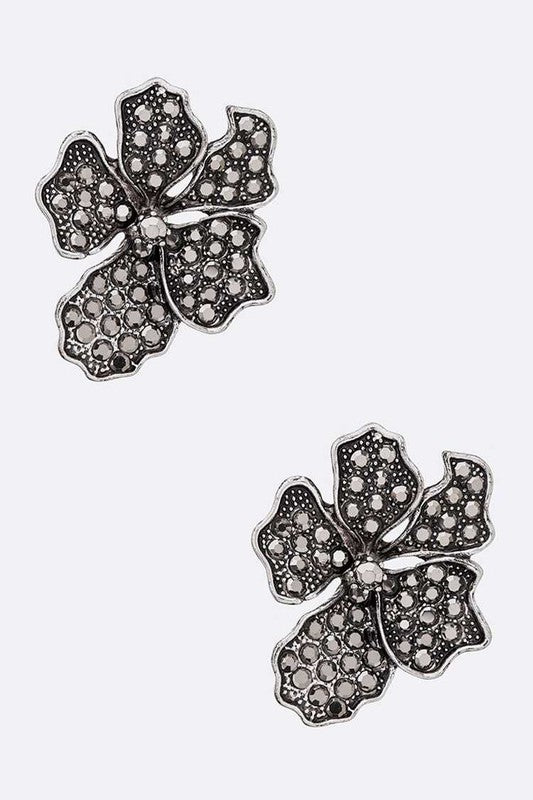 Pave Flower Stud Earrings