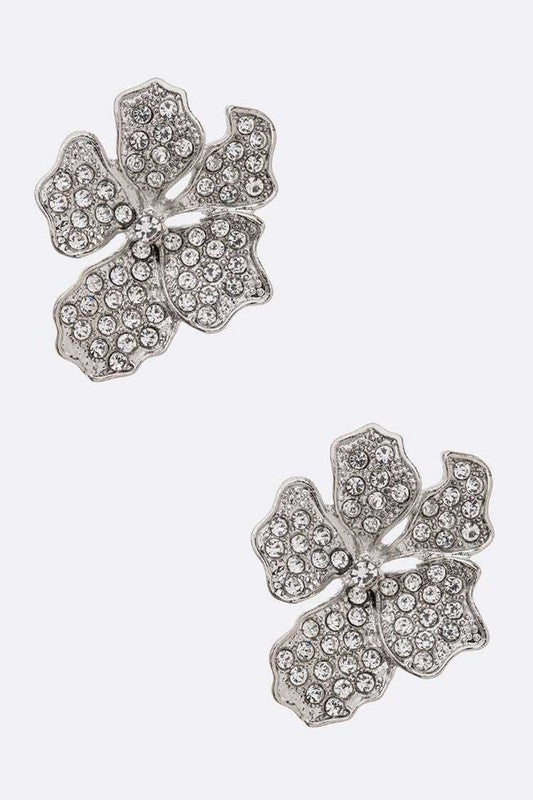 Pave Flower Stud Earrings