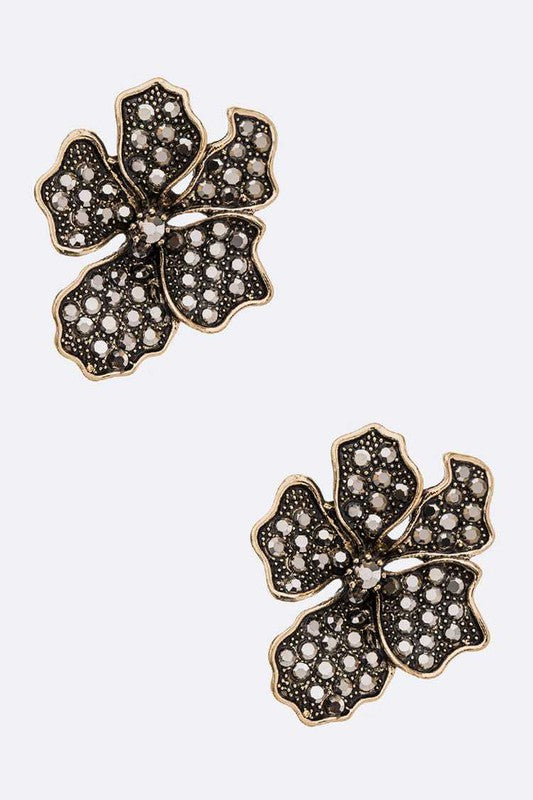 Pave Flower Stud Earrings