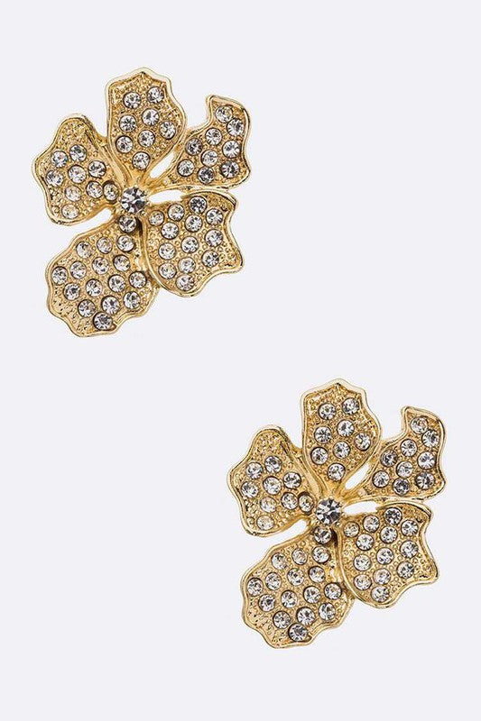 Pave Flower Stud Earrings