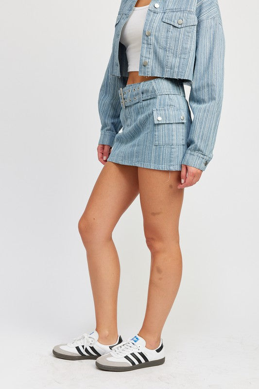 Belted Denim Skirt