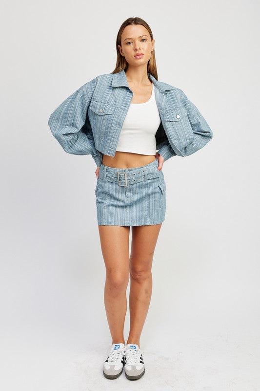 Belted Denim Skirt