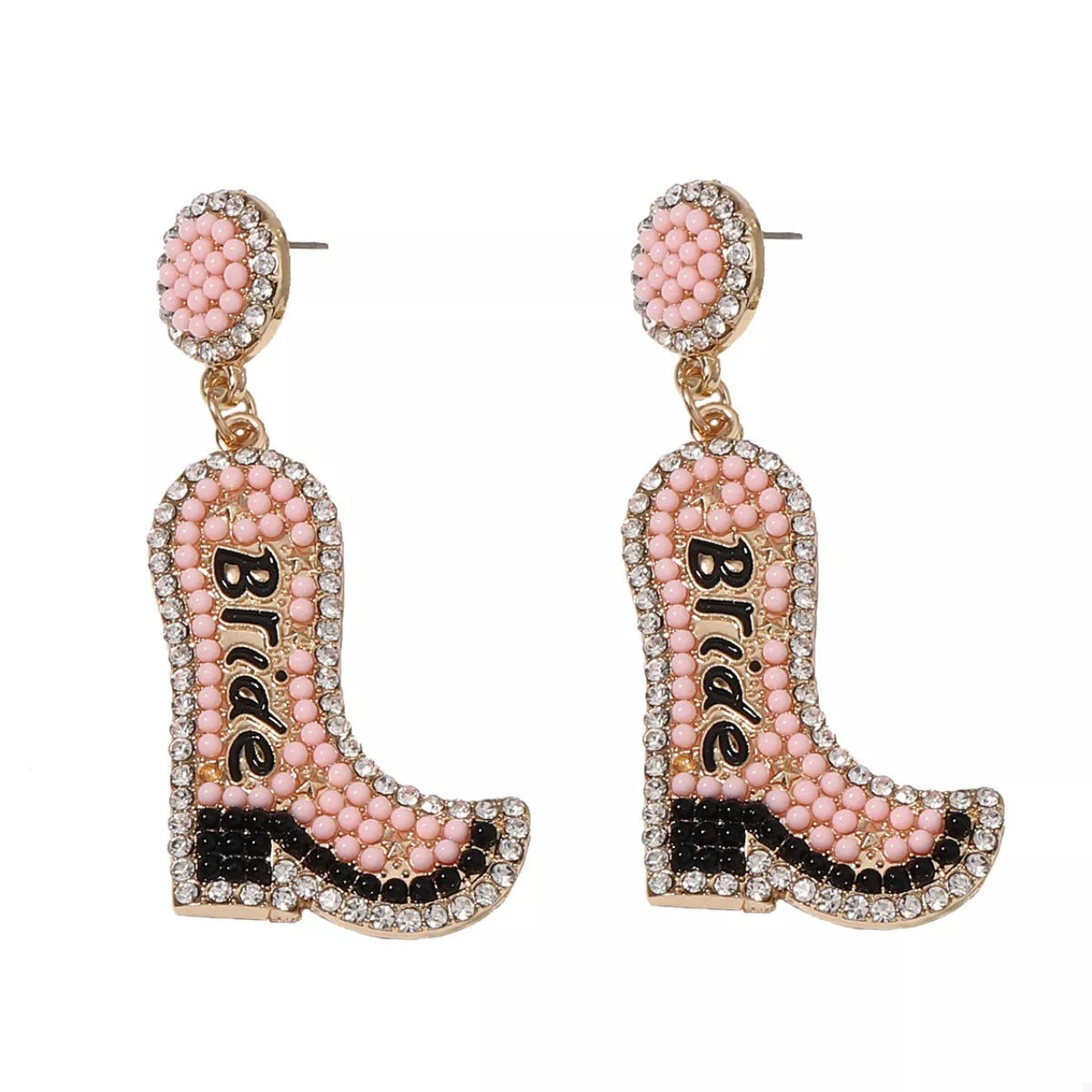 Bride Boot Dangle Earrings - alternate earring view