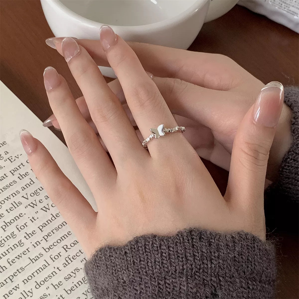 Sterling Silver Butterfly Ring - alternate ring view