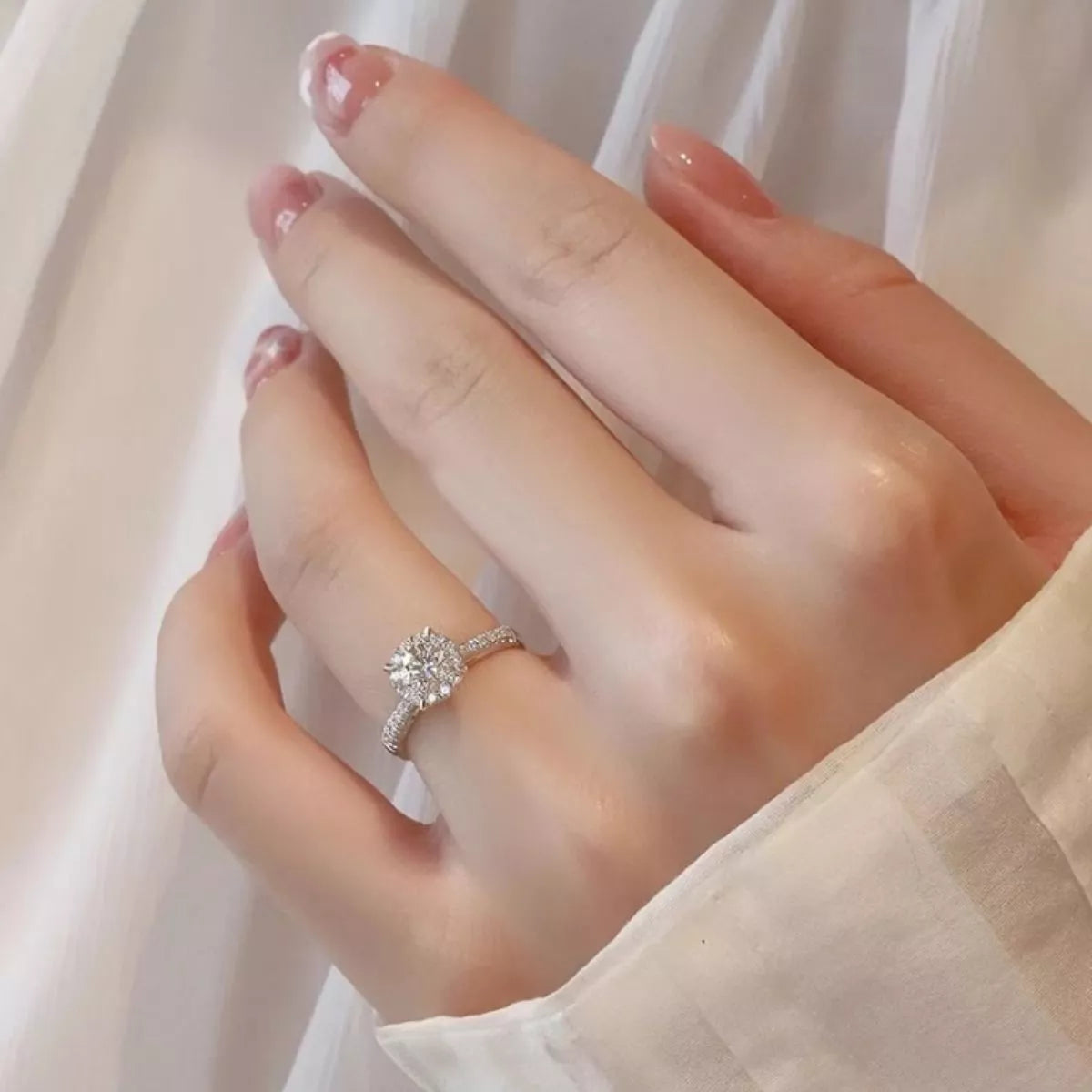 1 Carat Sterling Silver Moissanite Ring - alternate ring view