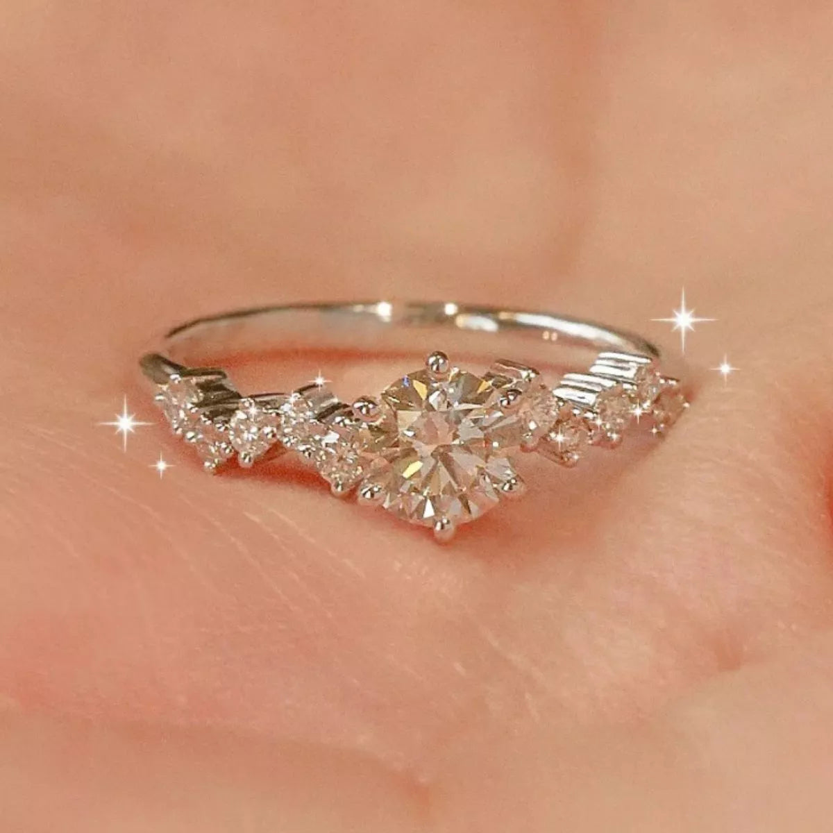 2 Carat Sterling Silver Moissanite Ring - alternate ring view