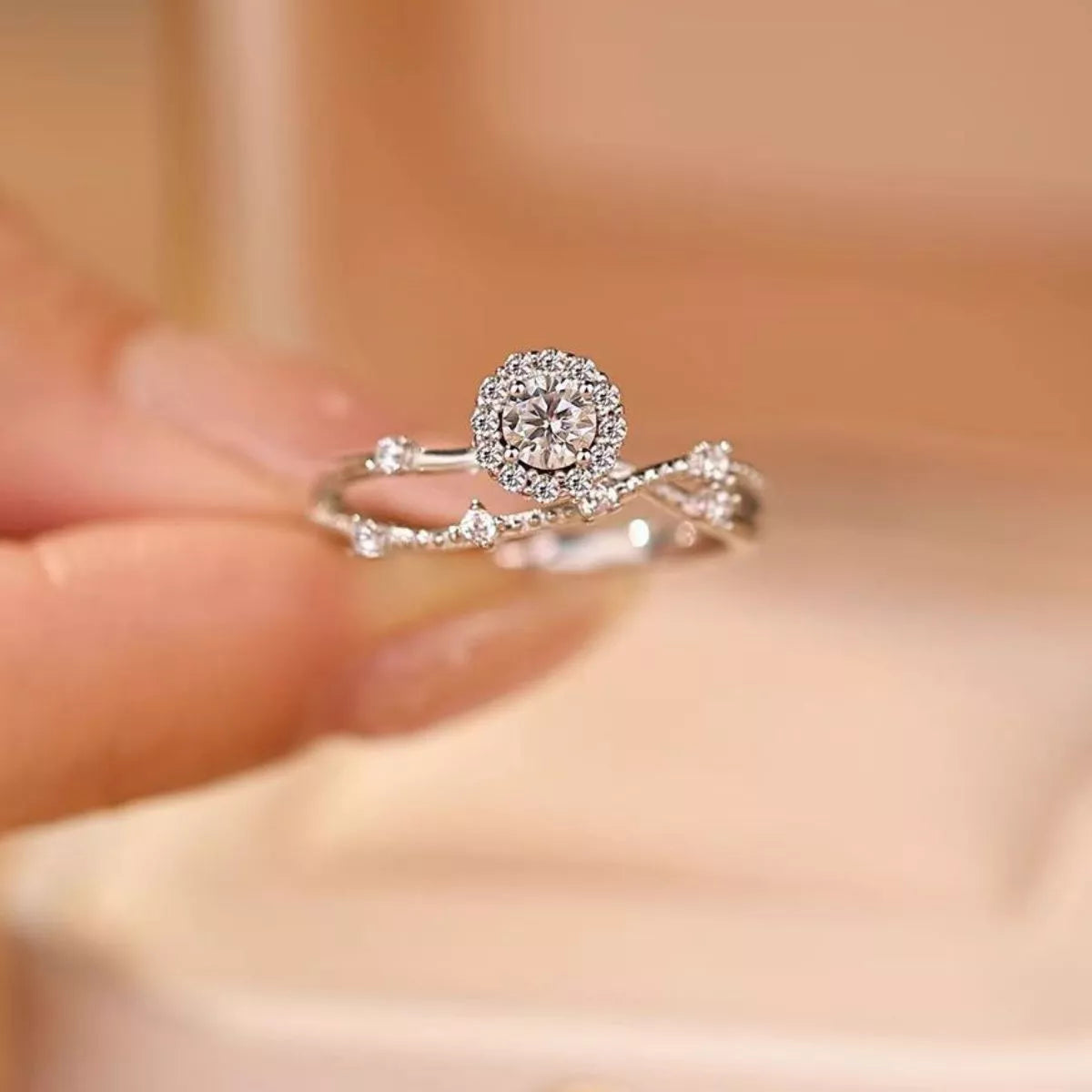 1 Carat Sterling Silver Moissanite Layered Ring - alternate ring view